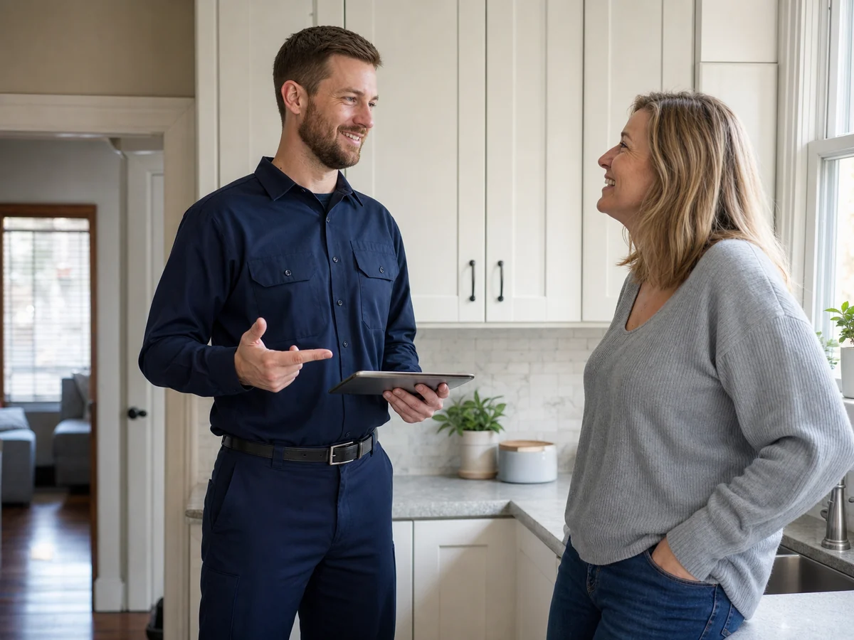 Happy NorthPoint customer with a service technician